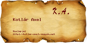 Kotlár Axel névjegykártya